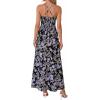 imageBTFBM Summer Dresses for Women 2026 Spring Floral Spaghetti Strap Smocked Cutout Maxi Dress Resort Beach Vacation OutfitFloral Black Purple