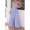 imageBTFBM Summer Dresses for Women 2026 Spring Floral Spaghetti Strap Smocked Cutout Maxi Dress Resort Beach Vacation OutfitFloral Blue