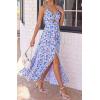 imageBTFBM Summer Dresses for Women 2026 Spring Floral Spaghetti Strap Smocked Cutout Maxi Dress Resort Beach Vacation OutfitFloral Blue