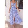 imageBTFBM Summer Dresses for Women 2026 Spring Floral Spaghetti Strap Smocked Cutout Maxi Dress Resort Beach Vacation OutfitFloral Blue