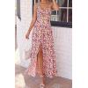 imageBTFBM Summer Dresses for Women 2026 Spring Floral Spaghetti Strap Smocked Cutout Maxi Dress Resort Beach Vacation OutfitFloral Light Brown