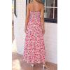 imageBTFBM Summer Dresses for Women 2026 Spring Floral Spaghetti Strap Smocked Cutout Maxi Dress Resort Beach Vacation OutfitFloral Red