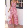 imageBTFBM Summer Dresses for Women 2026 Spring Floral Spaghetti Strap Smocked Cutout Maxi Dress Resort Beach Vacation OutfitFloral Red