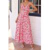 imageBTFBM Summer Dresses for Women 2026 Spring Floral Spaghetti Strap Smocked Cutout Maxi Dress Resort Beach Vacation OutfitFloral Red