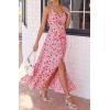 imageBTFBM Summer Dresses for Women 2026 Spring Floral Spaghetti Strap Smocked Cutout Maxi Dress Resort Beach Vacation OutfitFloral Red