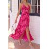 imageBTFBM Summer Dresses for Women 2026 Spring Floral Spaghetti Strap Smocked Cutout Maxi Dress Resort Beach Vacation OutfitFloral Rose Red