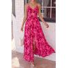 imageBTFBM Summer Dresses for Women 2026 Spring Floral Spaghetti Strap Smocked Cutout Maxi Dress Resort Beach Vacation OutfitFloral Rose Red