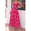 imageBTFBM Summer Dresses for Women 2026 Spring Floral Spaghetti Strap Smocked Cutout Maxi Dress Resort Beach Vacation OutfitFloral Rose Red