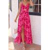 imageBTFBM Summer Dresses for Women 2026 Spring Floral Spaghetti Strap Smocked Cutout Maxi Dress Resort Beach Vacation OutfitFloral Rose Red