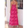 imageBTFBM Summer Dresses for Women 2026 Spring Floral Spaghetti Strap Smocked Cutout Maxi Dress Resort Beach Vacation OutfitFloral Rose Red