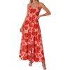 imageBTFBM Summer Dresses for Women 2026 Spring Floral Spaghetti Strap Smocked Cutout Maxi Dress Resort Beach Vacation OutfitFloral Watermelon Red