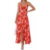 imageBTFBM Summer Dresses for Women 2026 Spring Floral Spaghetti Strap Smocked Cutout Maxi Dress Resort Beach Vacation OutfitFloral Watermelon Red