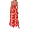 imageBTFBM Summer Dresses for Women 2026 Spring Floral Spaghetti Strap Smocked Cutout Maxi Dress Resort Beach Vacation OutfitFloral Watermelon Red
