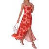 imageBTFBM Summer Dresses for Women 2026 Spring Floral Spaghetti Strap Smocked Cutout Maxi Dress Resort Beach Vacation OutfitFloral Watermelon Red