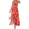 imageBTFBM Summer Dresses for Women 2026 Spring Floral Spaghetti Strap Smocked Cutout Maxi Dress Resort Beach Vacation OutfitFloral Watermelon Red