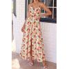 imageBTFBM Summer Dresses for Women 2026 Spring Floral Spaghetti Strap Smocked Cutout Maxi Dress Resort Beach Vacation OutfitFloral White Multi