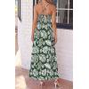 imageBTFBM Summer Dresses for Women 2026 Spring Floral Spaghetti Strap Smocked Cutout Maxi Dress Resort Beach Vacation OutfitLeaves Green
