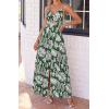 imageBTFBM Summer Dresses for Women 2026 Spring Floral Spaghetti Strap Smocked Cutout Maxi Dress Resort Beach Vacation OutfitLeaves Green
