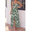 imageBTFBM Summer Dresses for Women 2026 Spring Floral Spaghetti Strap Smocked Cutout Maxi Dress Resort Beach Vacation OutfitLeaves Green