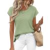 imageBTFBM Sweater Vest Women 2026 Spring Summer Cap Sleeve Crew Neck Casual Loose Business Tops Western Vacation OutfitsSage Green