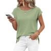 imageBTFBM Sweater Vest Women 2026 Spring Summer Cap Sleeve Crew Neck Casual Loose Business Tops Western Vacation OutfitsSage Green