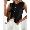 imageBTFBM Sweater Vest Women Casual Crewneck Button Down Knit Sleeveless Cardigan 2026 Spring Clothes Summer Vests TopsBlack