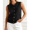 imageBTFBM Sweater Vest Women Casual Crewneck Button Down Knit Sleeveless Cardigan 2026 Spring Clothes Summer Vests TopsBlack