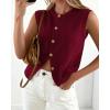 imageBTFBM Sweater Vest Women Casual Crewneck Button Down Knit Sleeveless Cardigan 2026 Spring Clothes Summer Vests TopsBurgundy