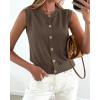 imageBTFBM Sweater Vest Women Casual Crewneck Button Down Knit Sleeveless Cardigan 2026 Spring Clothes Summer Vests TopsGrey Brown