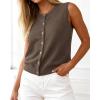 imageBTFBM Sweater Vest Women Casual Crewneck Button Down Knit Sleeveless Cardigan 2026 Spring Clothes Summer Vests TopsGrey Brown