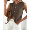 imageBTFBM Sweater Vest Women Casual Crewneck Button Down Knit Sleeveless Cardigan 2026 Spring Clothes Summer Vests TopsGrey Brown