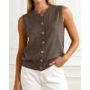 imageBTFBM Sweater Vest Women Casual Crewneck Button Down Knit Sleeveless Cardigan 2026 Spring Clothes Summer Vests TopsGrey Brown