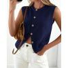 imageBTFBM Sweater Vest Women Casual Crewneck Button Down Knit Sleeveless Cardigan 2026 Spring Clothes Summer Vests TopsNavy Blue