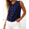 imageBTFBM Sweater Vest Women Casual Crewneck Button Down Knit Sleeveless Cardigan 2026 Spring Clothes Summer Vests TopsNavy Blue