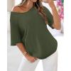 imageBTFBM Sweaters for Women 2026 Summer Oversized Half Short Sleeve Knitted Pullover V Neck Casual Loose Fit Spring TopsArmy Green