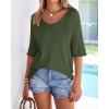 imageBTFBM Sweaters for Women 2026 Summer Oversized Half Short Sleeve Knitted Pullover V Neck Casual Loose Fit Spring TopsArmy Green