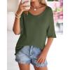 imageBTFBM Sweaters for Women 2026 Summer Oversized Half Short Sleeve Knitted Pullover V Neck Casual Loose Fit Spring TopsArmy Green