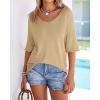 imageBTFBM Sweaters for Women 2026 Summer Oversized Half Short Sleeve Knitted Pullover V Neck Casual Loose Fit Spring TopsBeige