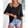 imageBTFBM Sweaters for Women 2026 Summer Oversized Half Short Sleeve Knitted Pullover V Neck Casual Loose Fit Spring TopsBlack