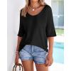 imageBTFBM Sweaters for Women 2026 Summer Oversized Half Short Sleeve Knitted Pullover V Neck Casual Loose Fit Spring TopsBlack