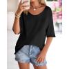 imageBTFBM Sweaters for Women 2026 Summer Oversized Half Short Sleeve Knitted Pullover V Neck Casual Loose Fit Spring TopsBlack