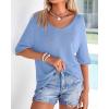 imageBTFBM Sweaters for Women 2026 Summer Oversized Half Short Sleeve Knitted Pullover V Neck Casual Loose Fit Spring TopsBlue