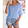 imageBTFBM Sweaters for Women 2026 Summer Oversized Half Short Sleeve Knitted Pullover V Neck Casual Loose Fit Spring TopsBlue