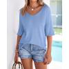 imageBTFBM Sweaters for Women 2026 Summer Oversized Half Short Sleeve Knitted Pullover V Neck Casual Loose Fit Spring TopsBlue