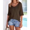 imageBTFBM Sweaters for Women 2026 Summer Oversized Half Short Sleeve Knitted Pullover V Neck Casual Loose Fit Spring TopsBrown