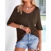 imageBTFBM Sweaters for Women 2026 Summer Oversized Half Short Sleeve Knitted Pullover V Neck Casual Loose Fit Spring TopsBrown