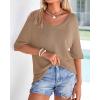 imageBTFBM Sweaters for Women 2026 Summer Oversized Half Short Sleeve Knitted Pullover V Neck Casual Loose Fit Spring TopsKhaki