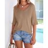 imageBTFBM Sweaters for Women 2026 Summer Oversized Half Short Sleeve Knitted Pullover V Neck Casual Loose Fit Spring TopsKhaki