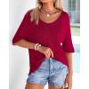 imageBTFBM Sweaters for Women 2026 Summer Oversized Half Short Sleeve Knitted Pullover V Neck Casual Loose Fit Spring TopsRed