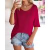 imageBTFBM Sweaters for Women 2026 Summer Oversized Half Short Sleeve Knitted Pullover V Neck Casual Loose Fit Spring TopsRed
